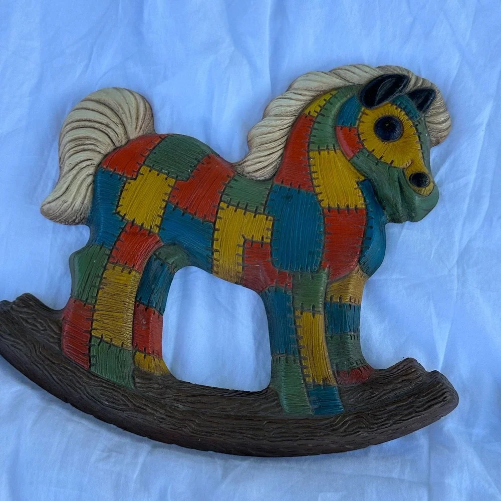 Vintage Foam Craft Wall Plaques Kids Set of 2 Multicolor Excellent Patchwork MCM